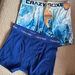 Calvin Klein & Crazy Boxer Vibrant Blue Boxer Briefs Bundle, S/M